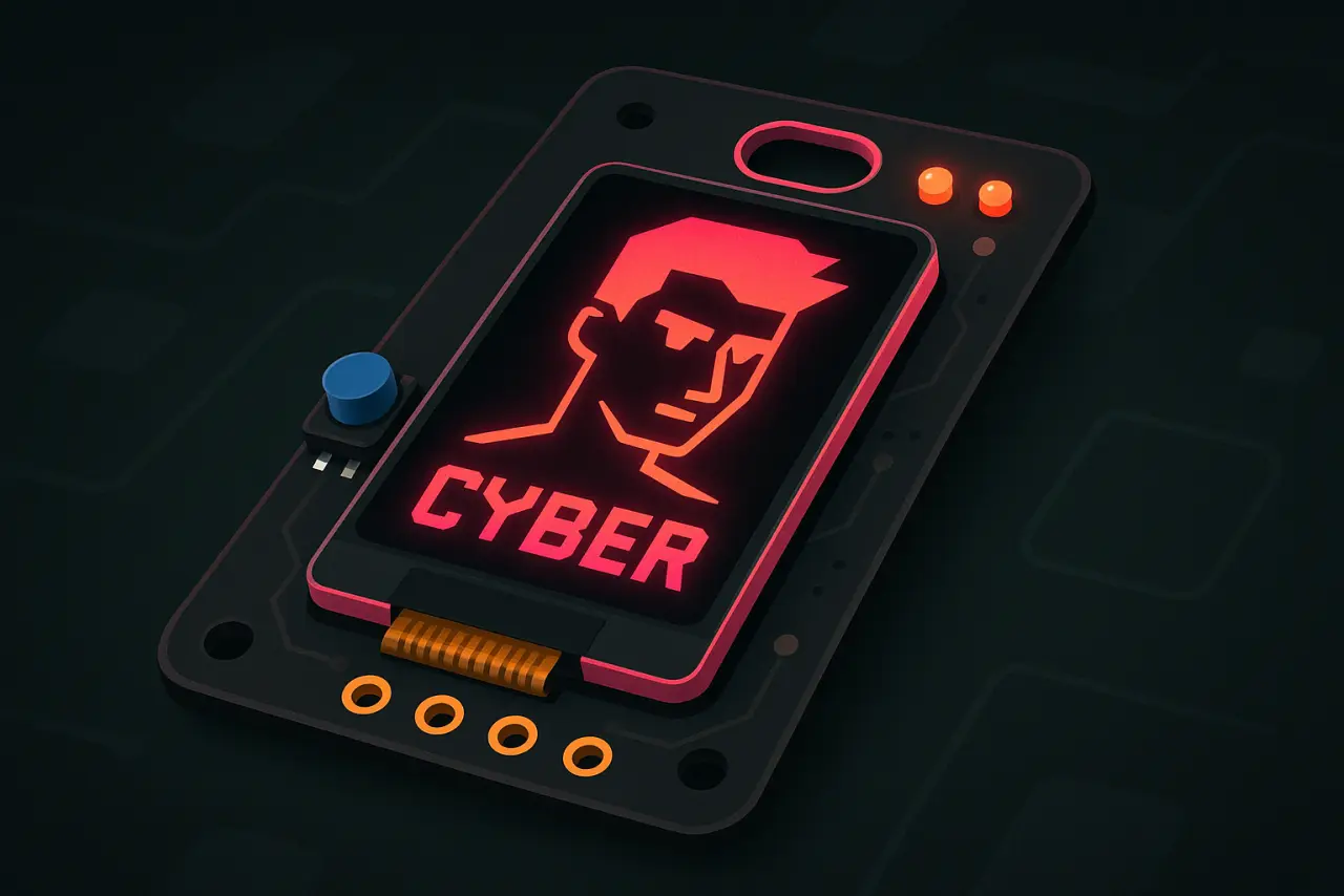 AMOLED Cyber Badge electronics build illustration
