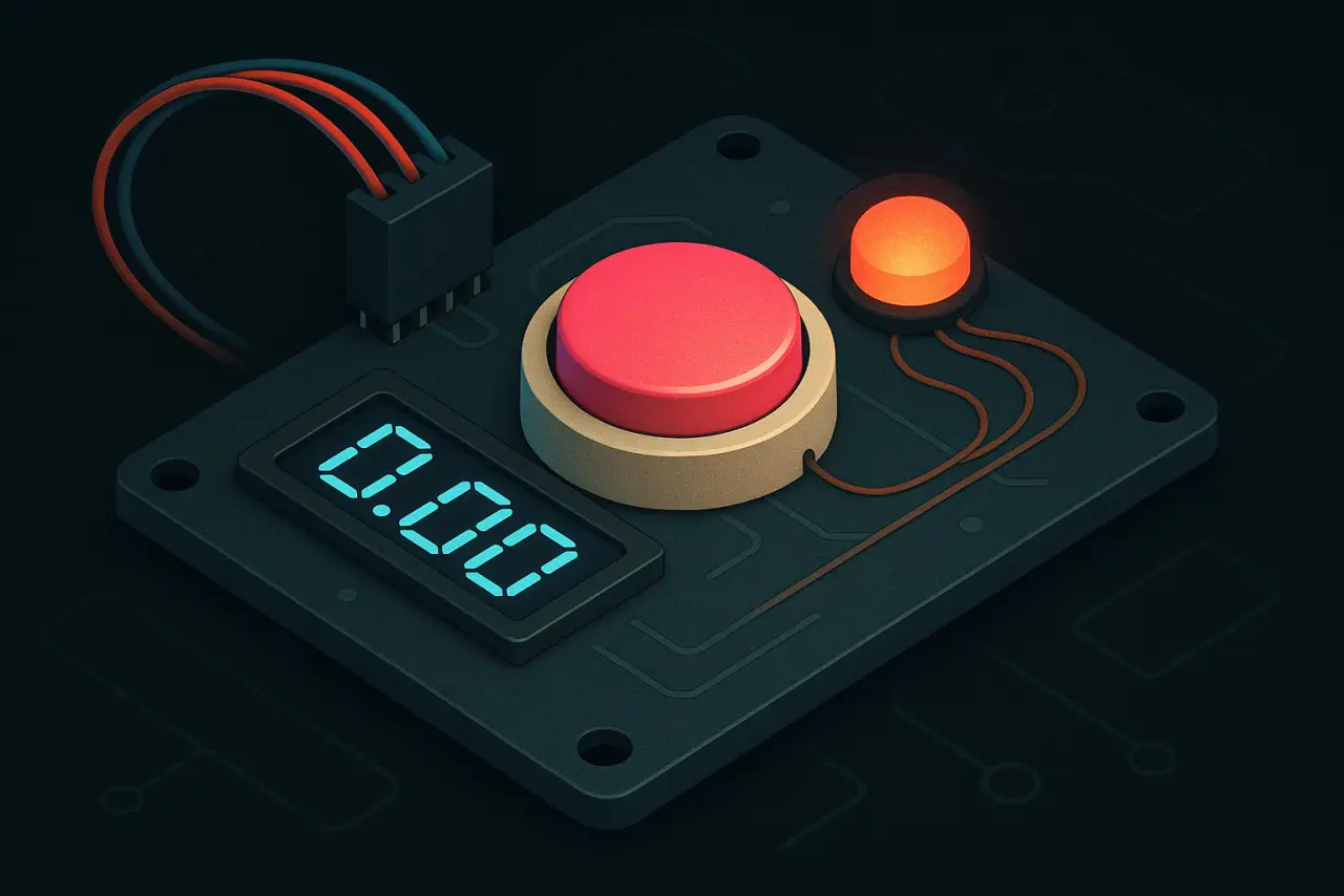 Arcade Reaction Timer electronics build illustration