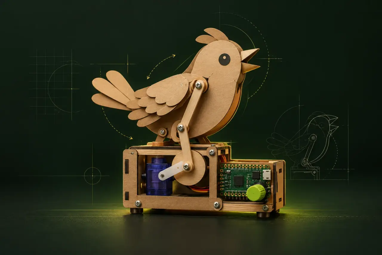 Cardboard Kinetic Automaton electronics build illustration