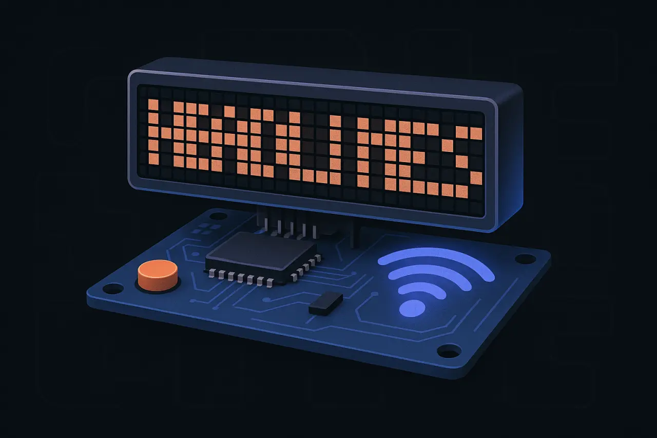 Wi-Fi LED News Ticker electronics build illustration